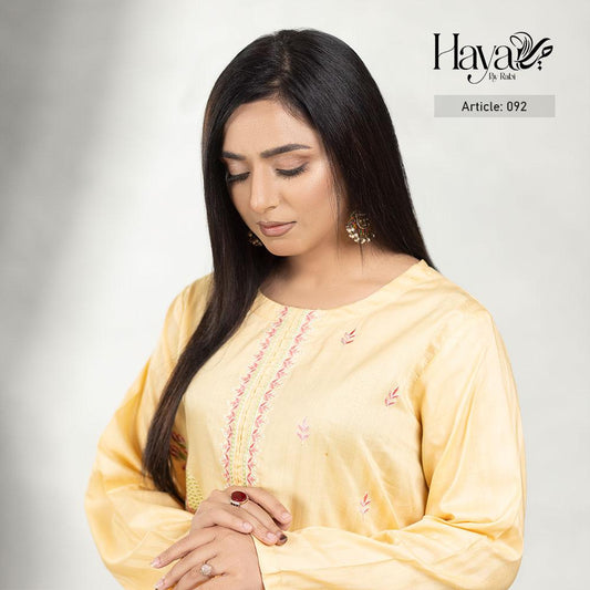 Mustard Kurti Pink Embroidery