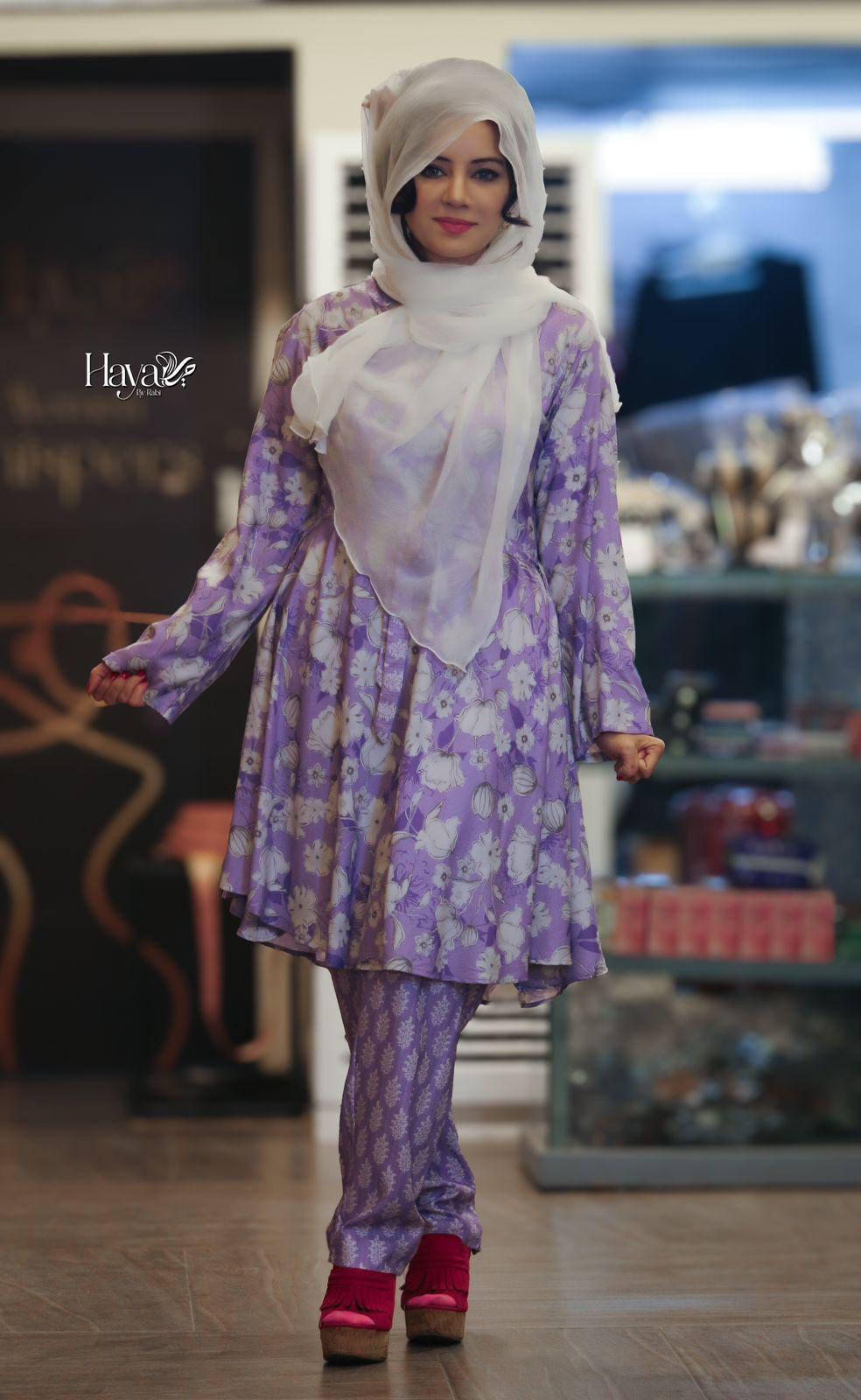 2 Pc Purple Floral Belt Suit