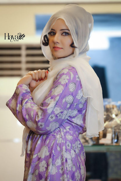 2 Pc Purple Floral Belt Suit