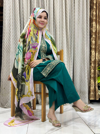 Embroidered Turquoise Unstitched 3 Pcs