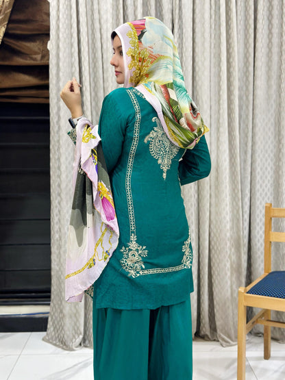 Embroidered Turquoise Unstitched 3 Pcs