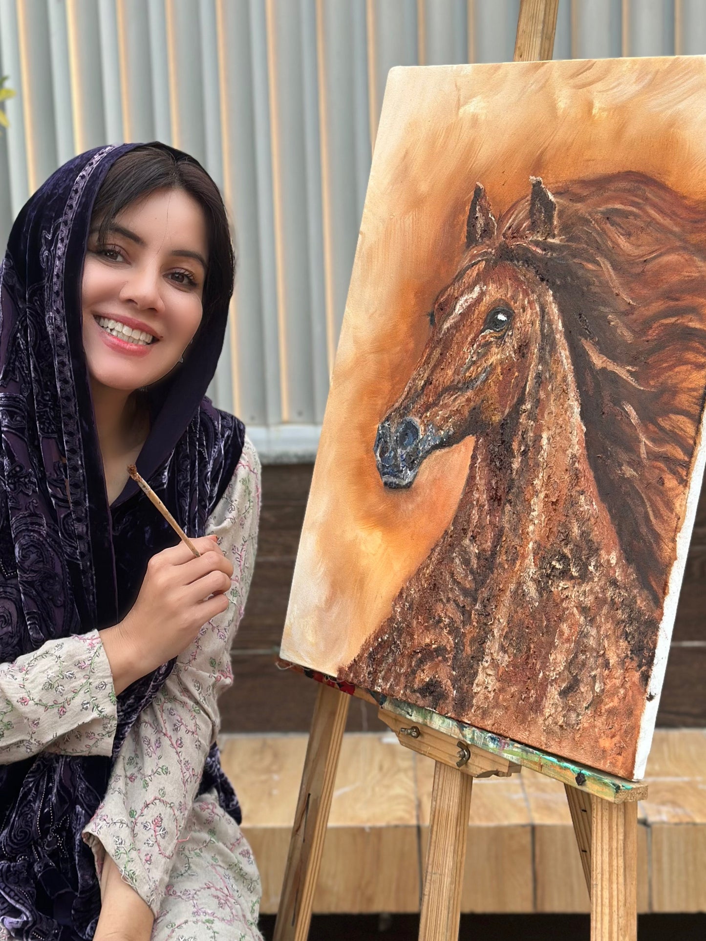 Horse Brush Stroke Painting by Rabi Pirzada