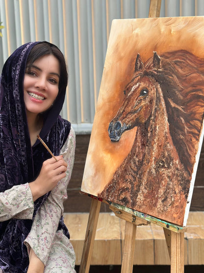 Horse Brush Stroke Painting by Rabi Pirzada