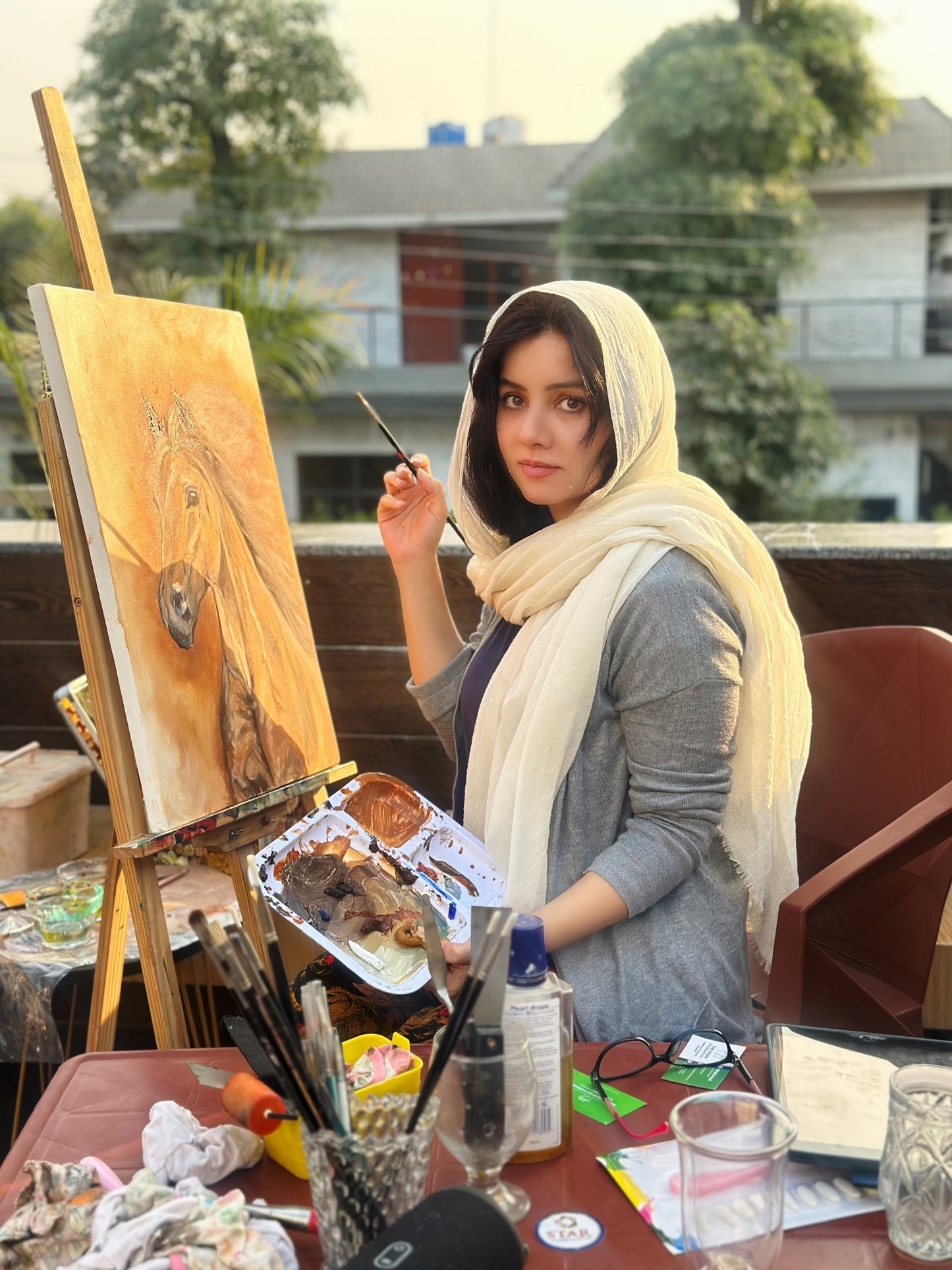 Horse Brush Stroke Painting by Rabi Pirzada