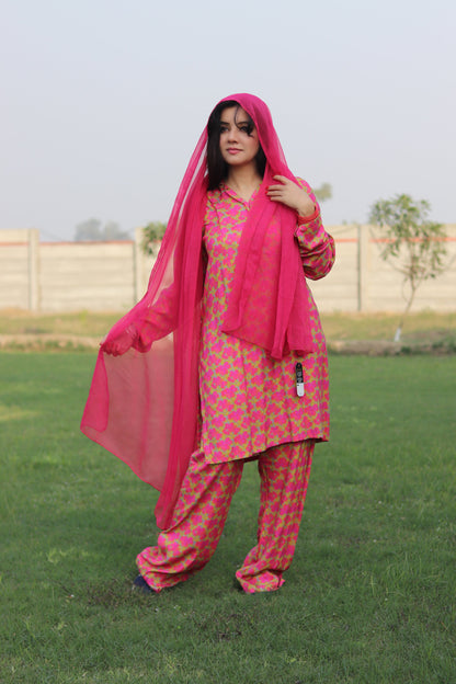 2 Pc Pink Flower